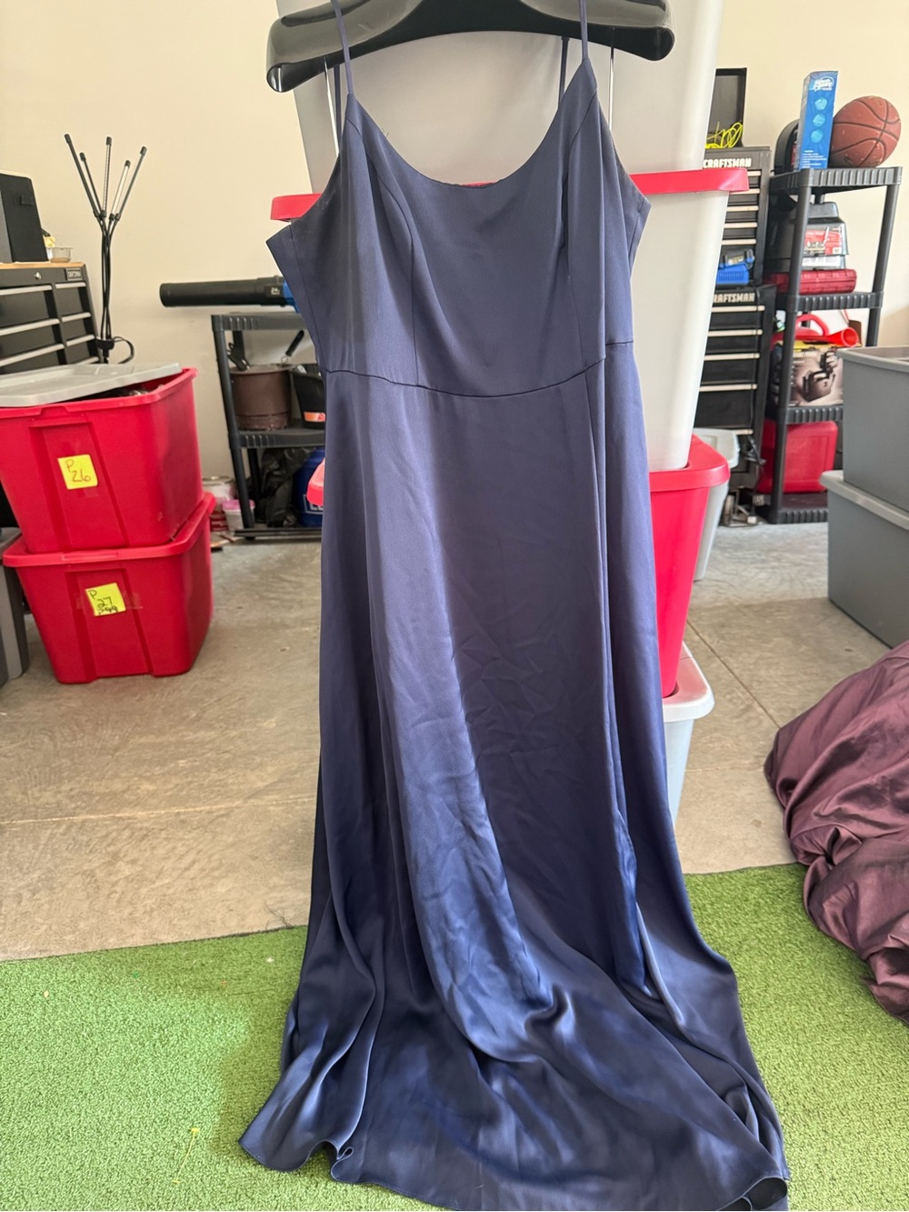 Elegant Navy Slip Dress with Spaghetti Straps p26